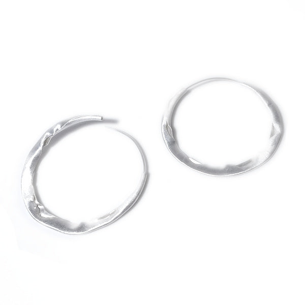 ORECCHINI artigianali a cerchio argento 925 satinato - MONI
