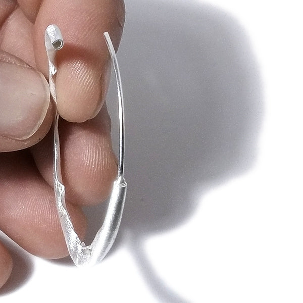 ORECCHINI artigianali a cerchio argento 925 satinato - MONI
