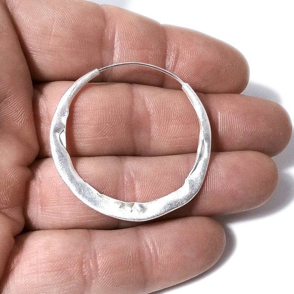 ORECCHINI artigianali a cerchio argento 925 satinato - MONI