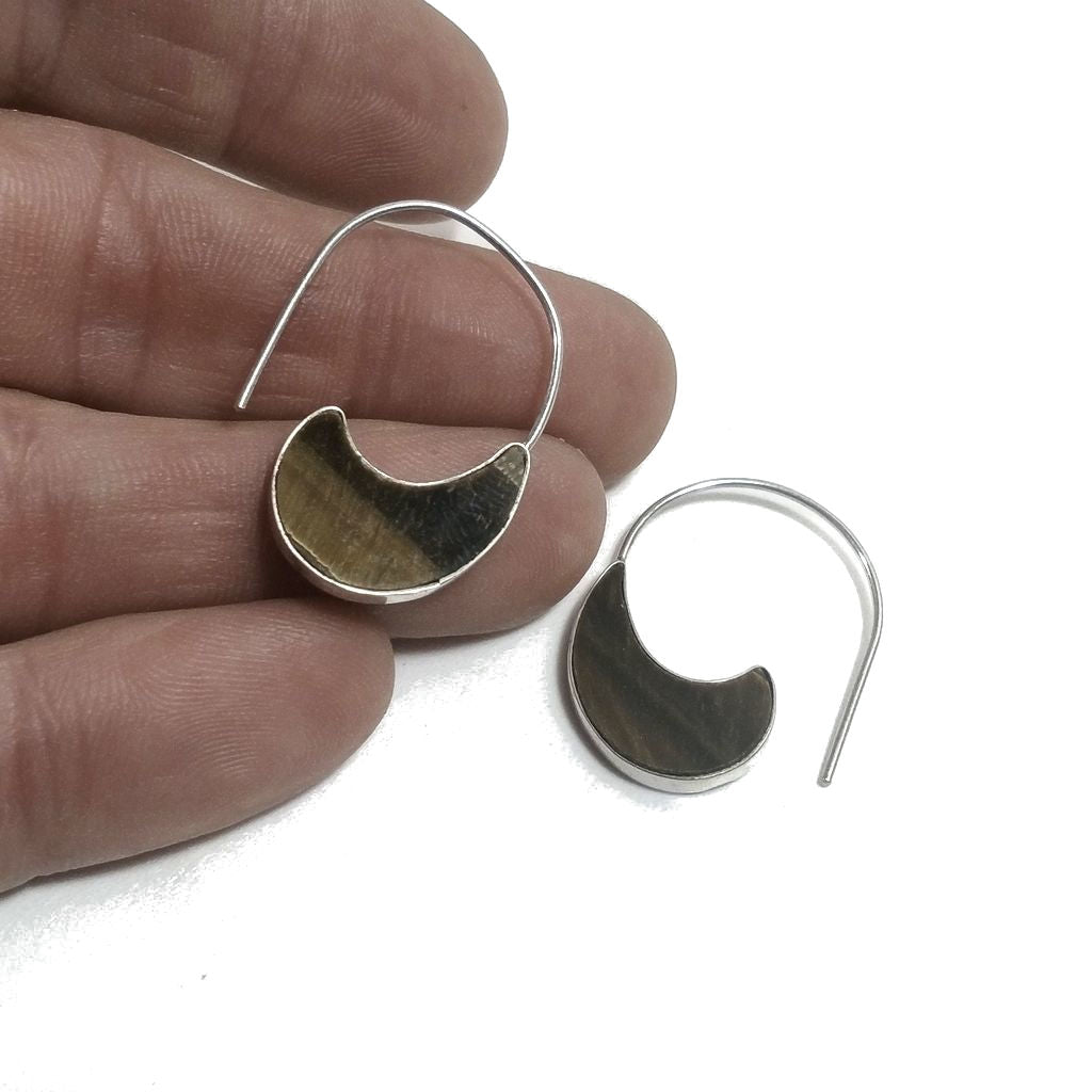 ORECCHINI Argento 925 ORECCHINI artigianali Occhio di Tigre | orecchini contemporanei