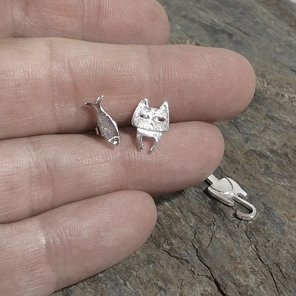 ORECCHINI - FRITZ THE CAT da lobo in ARGENTO artigianali | Campanelle in argento