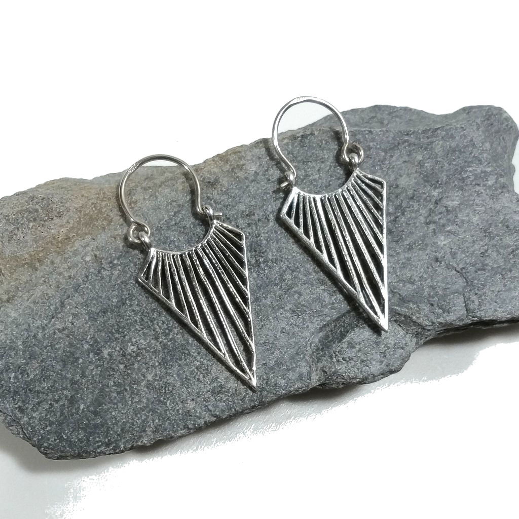 ORECCHINI ETNICI Argento 925 Orecchini artigianali | Cerchio - triangolo