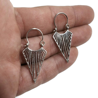 ORECCHINI ETNICI Argento 925 Orecchini artigianali | Cerchio - triangolo