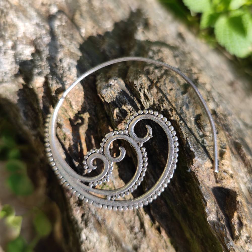 ORECCHINI etnici in argento 925 rigidi e lunghi | ORECCHINI spirale