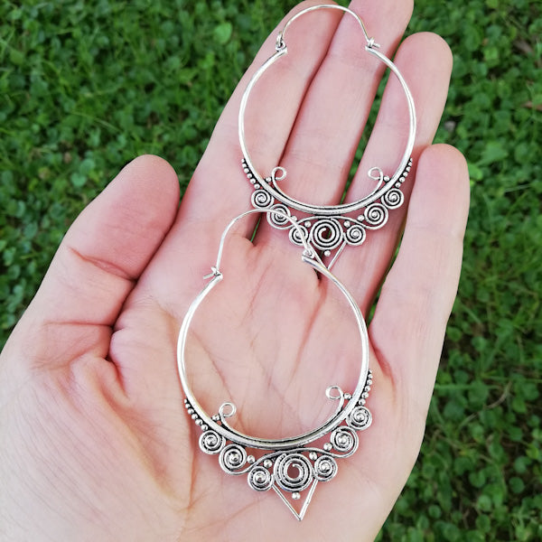 ORECCHINI etnici LADLI in ottone senza pietra | ORECCHINI etnici cerchio | ilmondodiwit.com