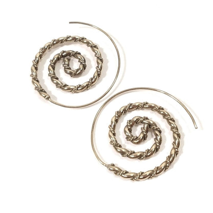 ORECCHINI ETNICI Ottone lucido a spirale NATMA – immagine3