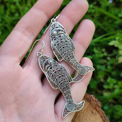 ORECCHINI a PESCI INDUS argento - Orecchino etnico | Pesce