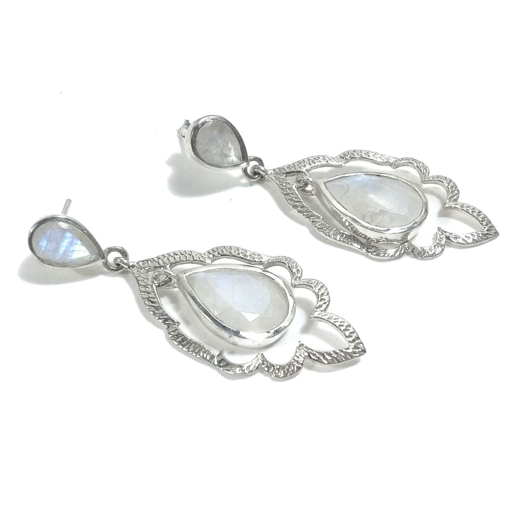 ORECCHINI Argento 925 ORECCHINI artigianali pietra di LUNA | GIOIELLI argento