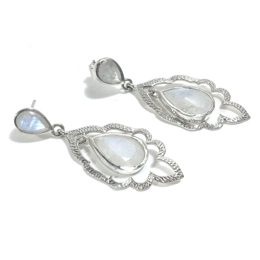 ORECCHINI Argento 925 ORECCHINI artigianali pietra di LUNA | GIOIELLI argento