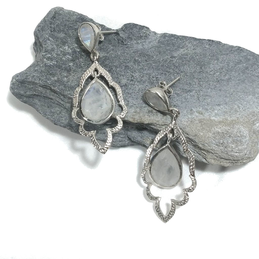 ORECCHINI Argento 925 ORECCHINI artigianali pietra di LUNA | GIOIELLI argento