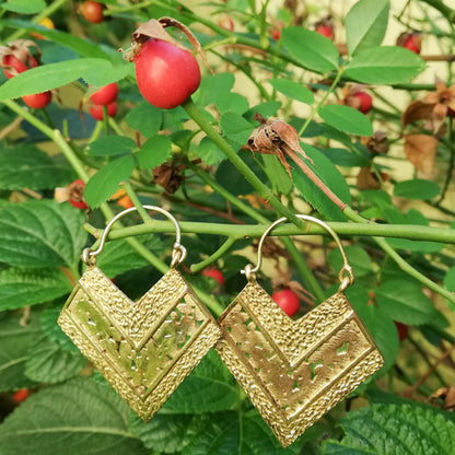 ORECCHINI etnici RINA in ottone senza pietra | ORECCHINI etnici in ottone | ilmondodiwit.com