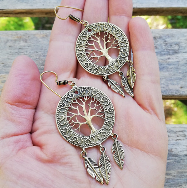 Orecchini albero della vita etnici in ottone - SAACHI