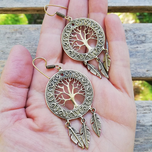 Orecchini albero della vita etnici in ottone - SAACHI