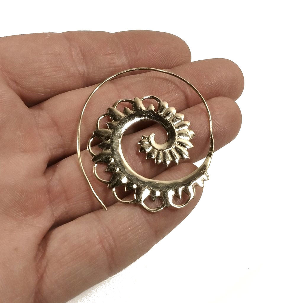 ORECCHINI ETNICI Ottone lucido ORECCHINI | Spirale