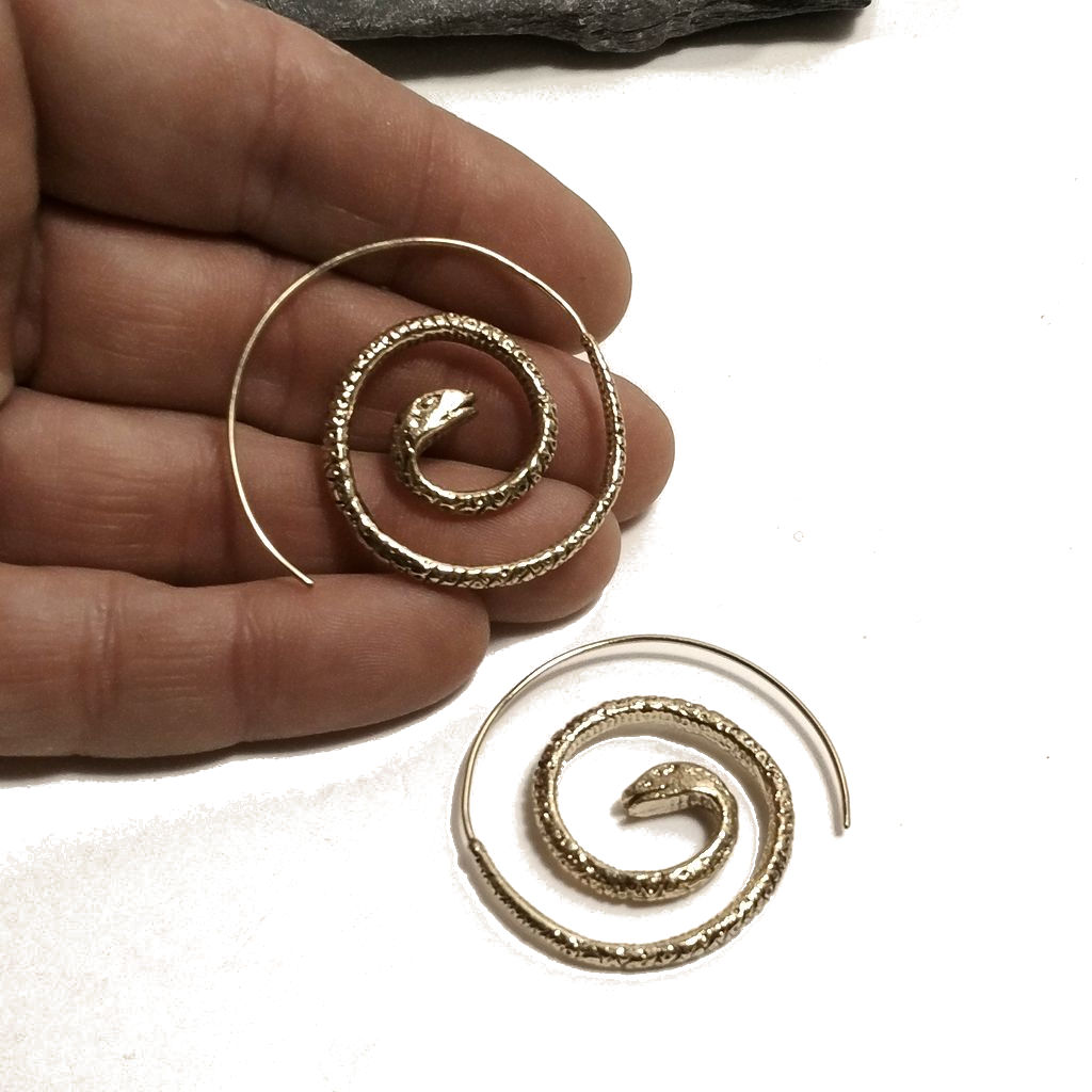ORECCHINI etnici a spirale in ottone