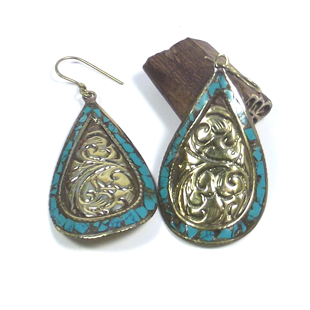 orecchini goccia tibet etnico earring ohrring