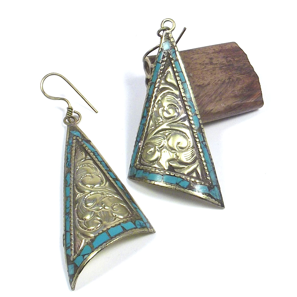 orecchini triangolo ottone etnico earring ohrring