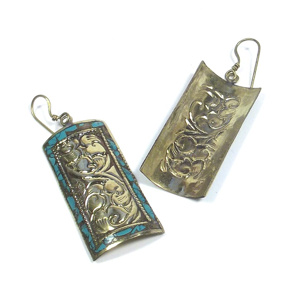 orecchini ottone etnico turchese earrings ohrring