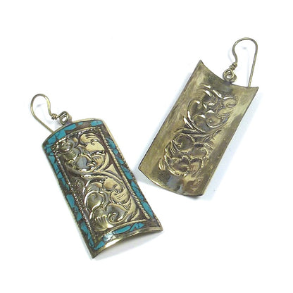 orecchini ottone etnico turchese earrings ohrring