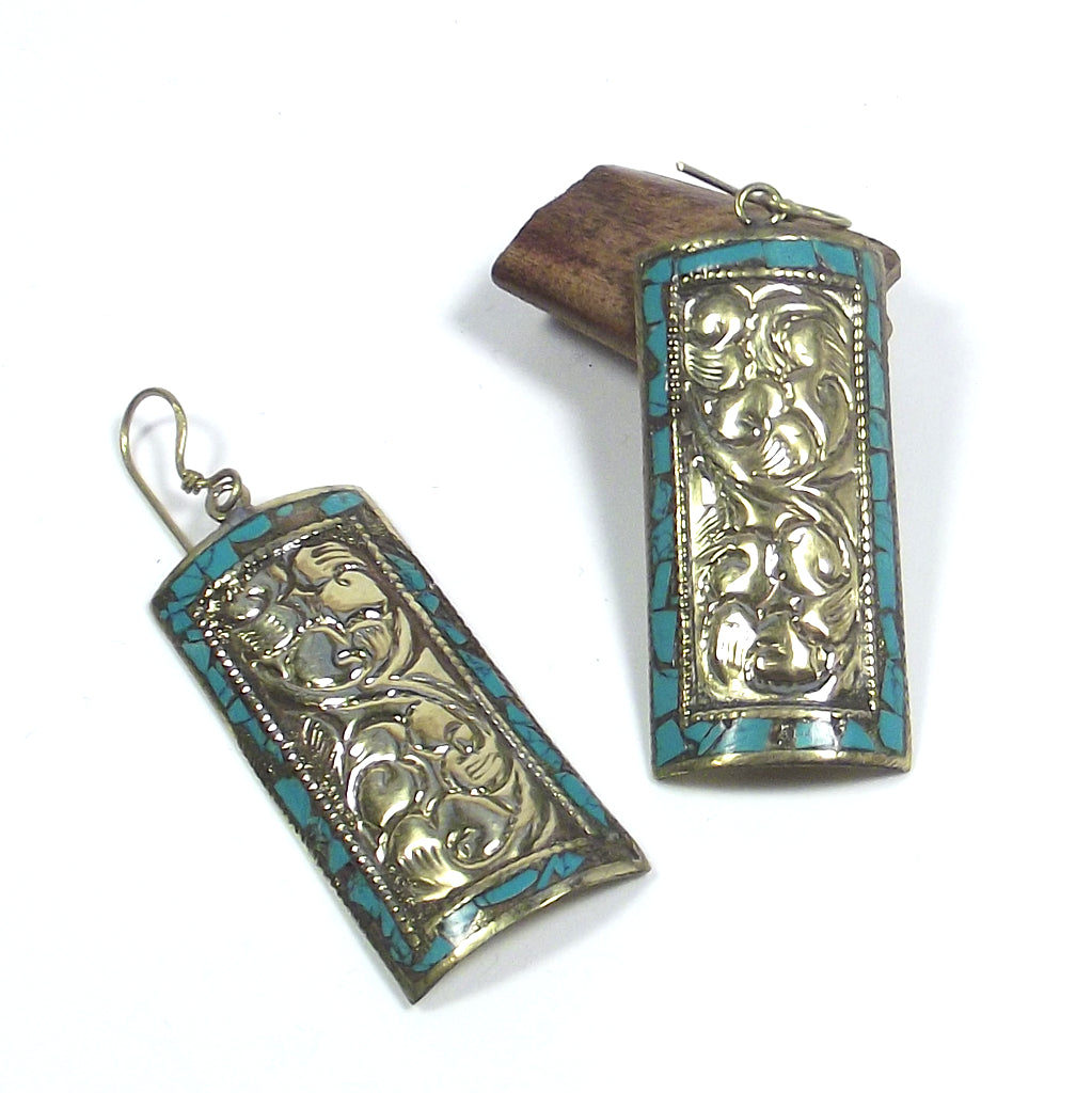 orecchini ottone etnico turchese earrings ohrring