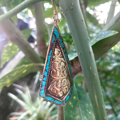 orecchini ottone turchese etnico earring ohrringe