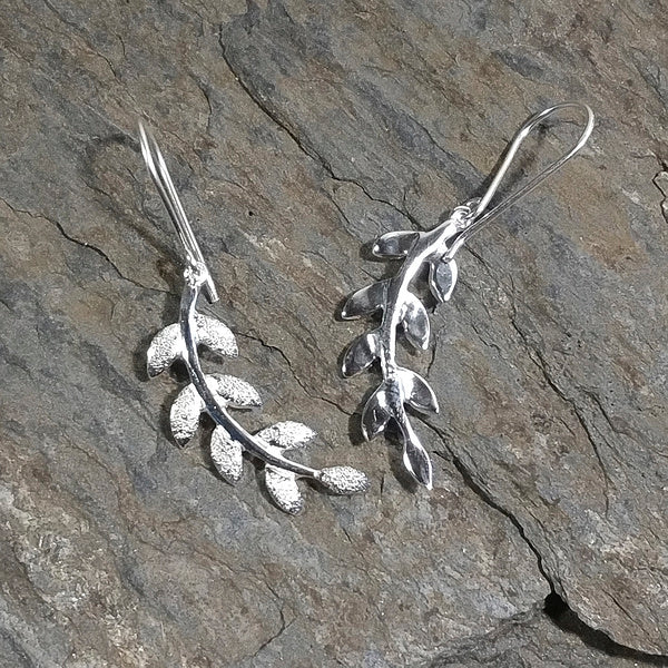 ORECCHINI LADY PINK a forma di foglio da lobo argento | Orecchini artigianali
