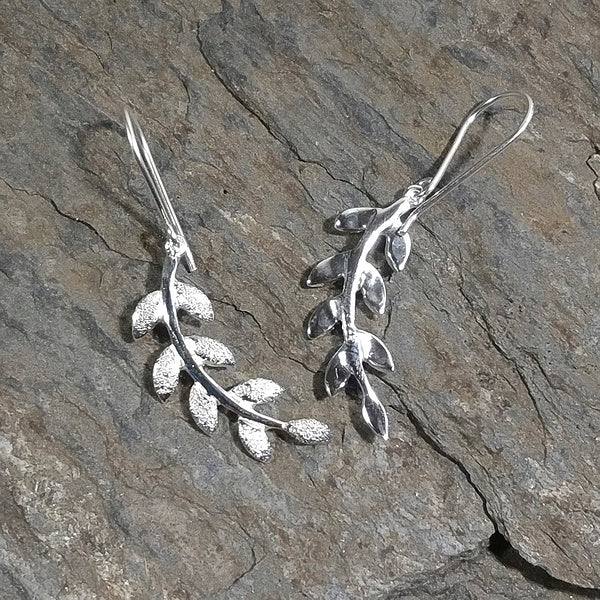 ORECCHINI LADY PINK a forma di foglio da lobo argento | Orecchini artigianali