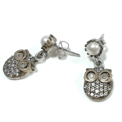 ORECCHINI GUFO in argento/ottone PERLA – immagine3