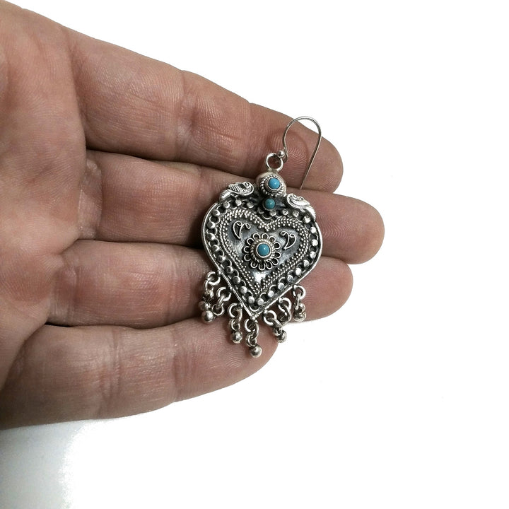 ORECCHINI argento 925 artigianali | Orecchino con pavone | buon auspicio turchese