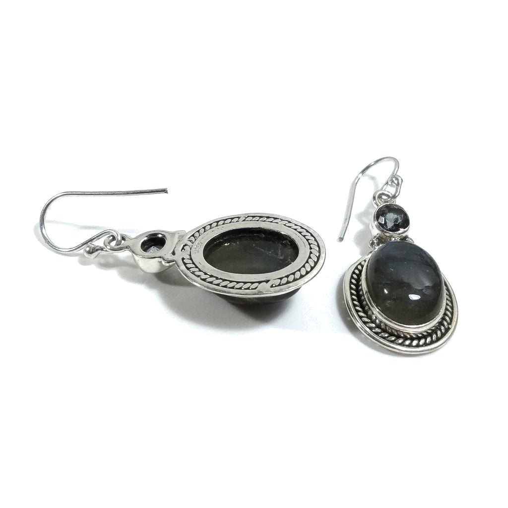 ORECCHINI Argento 925 artigianali Labradorite - Topazio mistico | orecchini etnici