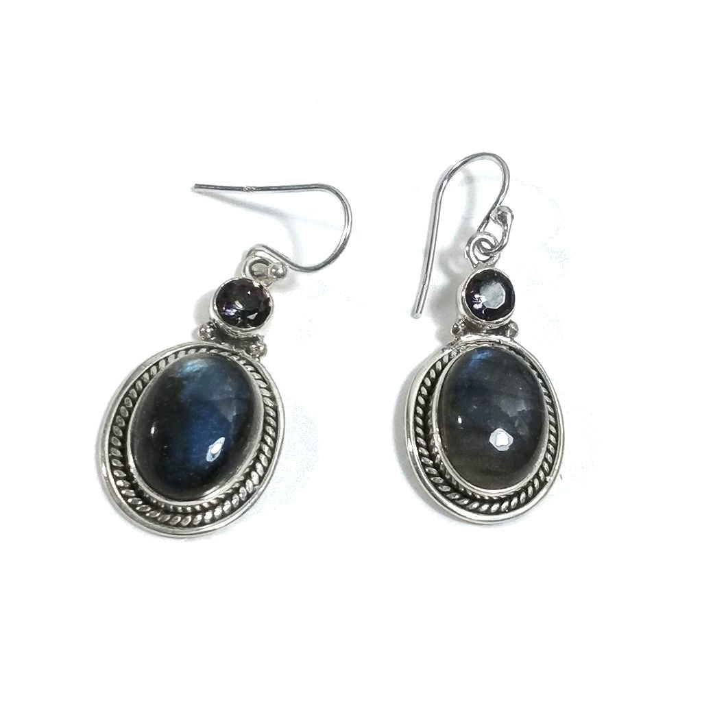 ORECCHINI Argento 925 artigianali Labradorite - Topazio mistico | orecchini etnici