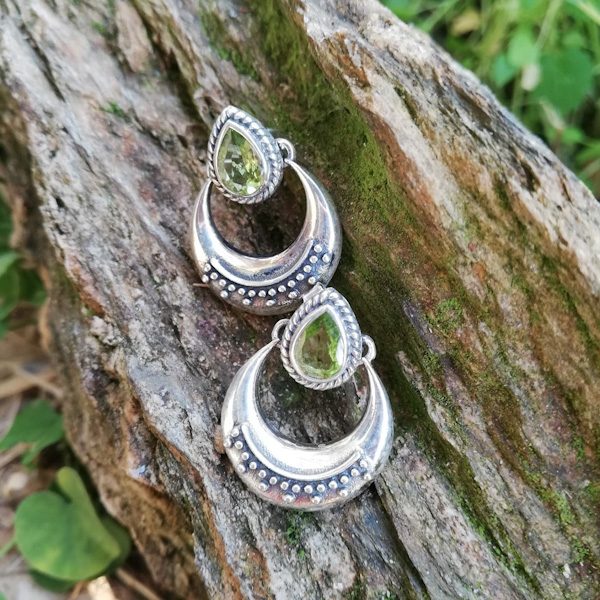 ORECCHINI pendenti LALIMA in argento 925 con pietra | Orecchini argento con PERIDOTO