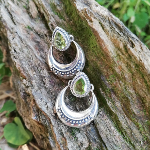 ORECCHINI pendenti LALIMA in argento 925 con pietra | Orecchini argento con PERIDOTO