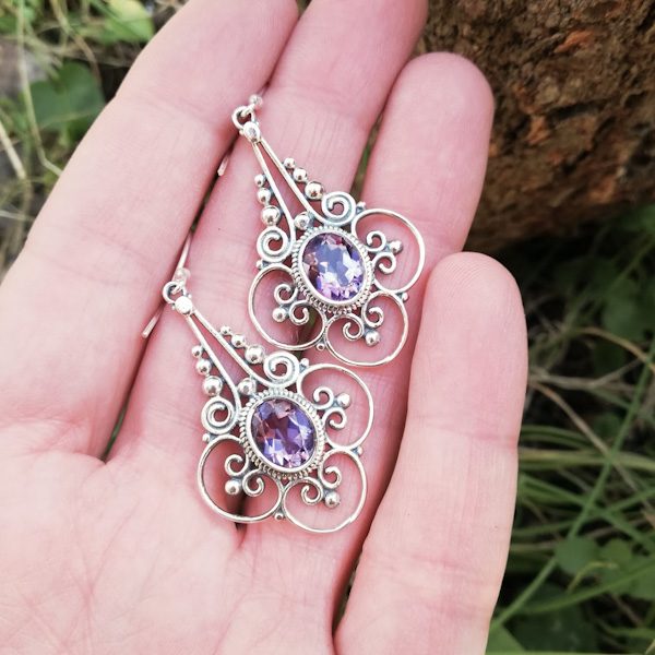 ORECCHINI LATA in argento 925 con pietra | Orecchini argento con AMETISTA