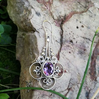 ORECCHINI LATA in argento 925 con pietra | Orecchini argento con AMETISTA