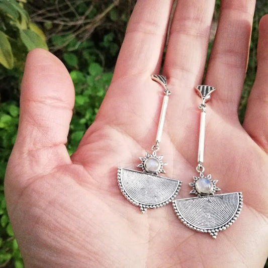 ORECCHINI MALLIKA in argento 925 con pietra | Orecchini argento con Labradorite, Pietra di luna, Turchese