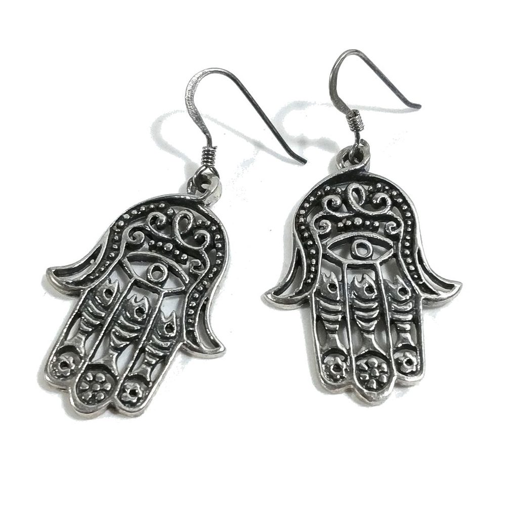 Orecchino ETNICO in argento 925 con MANO DI FATIMA | GIOIELLI IN ARGENTO