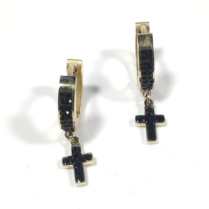 ORECCHINI acciaio 316 L Chirurgico dorato - Croce – immagine5