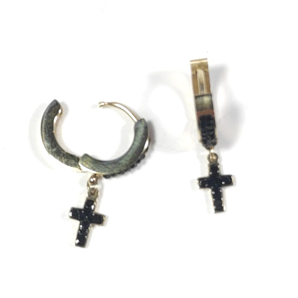 ORECCHINI acciaio 316 L Chirurgico dorato - Croce – immagine4