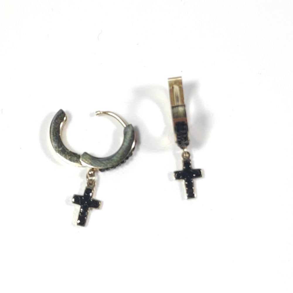 ORECCHINI acciaio 316 L Chirurgico dorato - Croce – immagine3