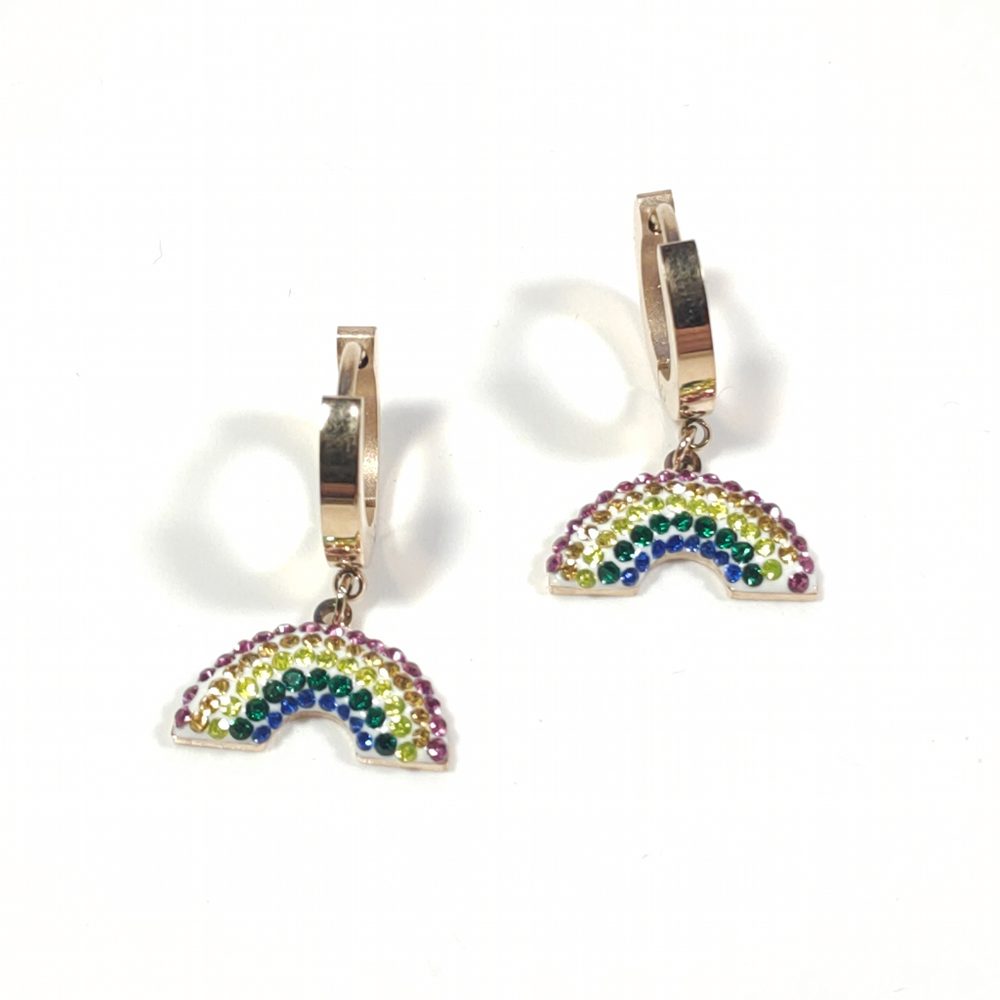 ORECCHINI Acciaio 316 L Chirurgico rosè - Arcobaleno – immagine6