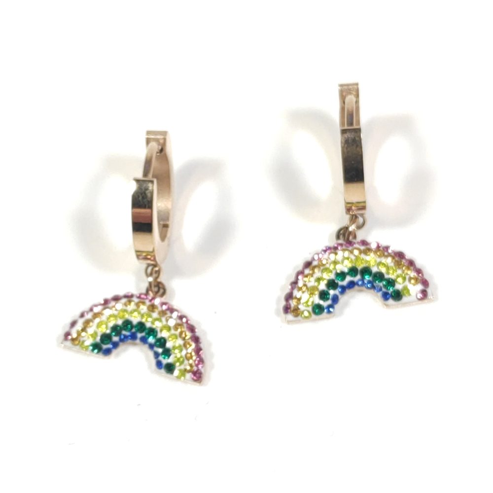 ORECCHINI Acciaio 316 L Chirurgico rosè - Arcobaleno – immagine5