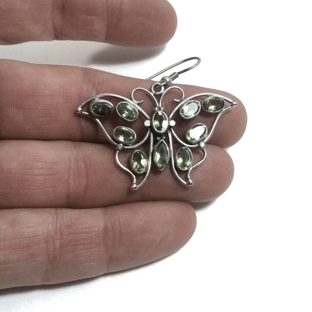 ORECCHINI Argento 925 ORECCHINI farfalla peridoto | orecchini artigianali
