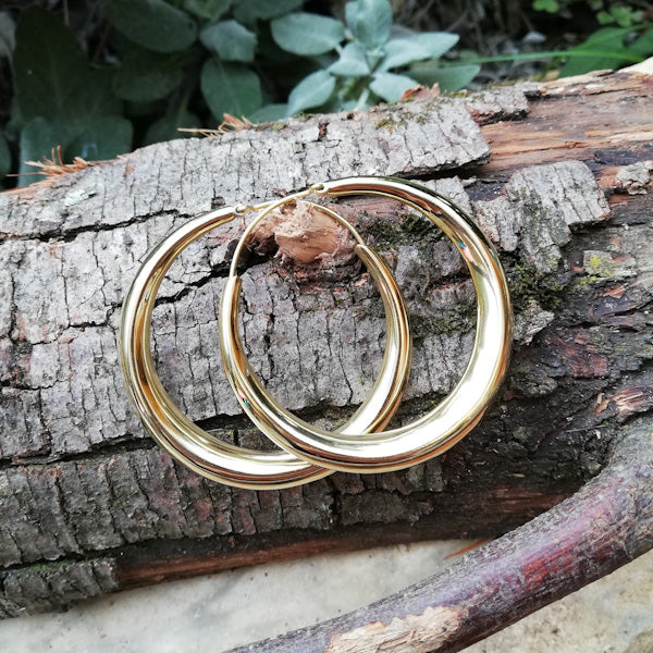 Orecchini A Cerchio Con Perline In Oro Antico, 30 MM Orecchini A Cerchio Con Perline In Oro Antico, 30 MM