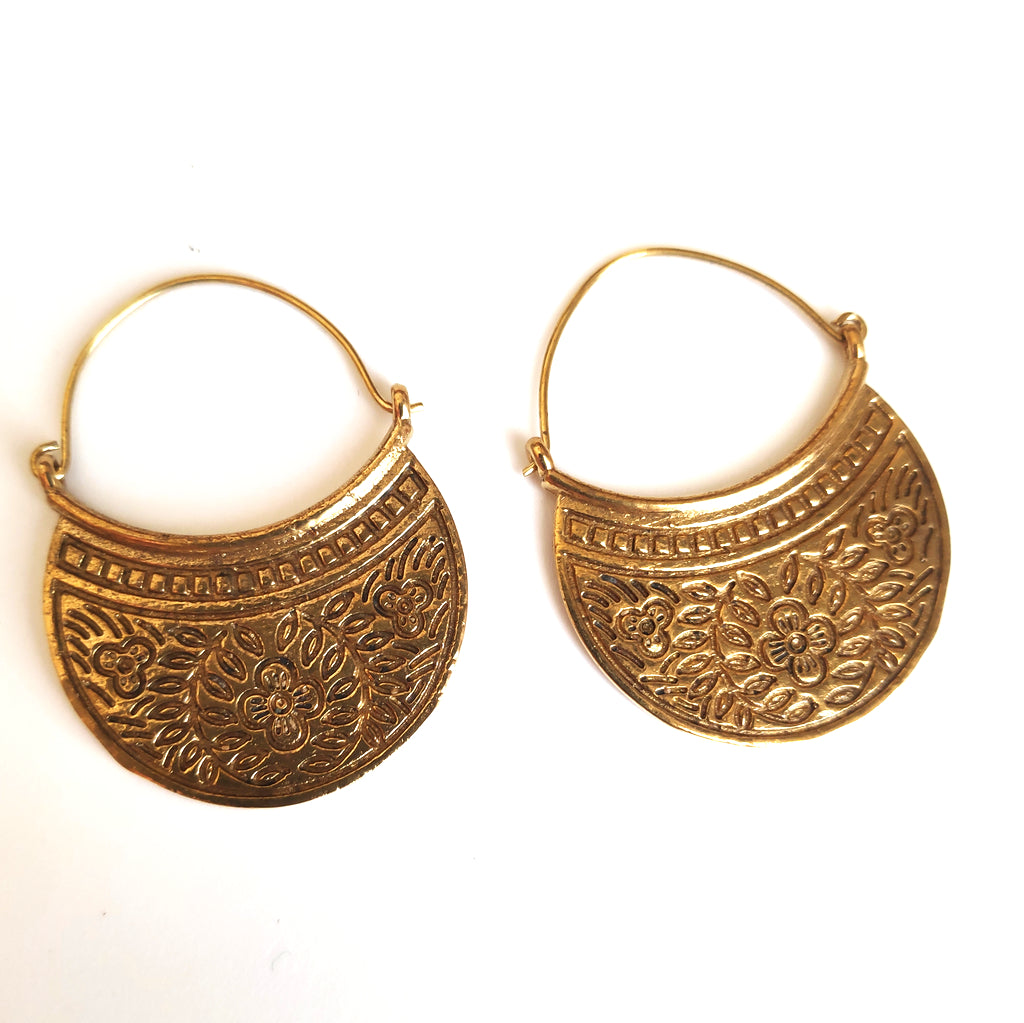 ORECCHINI ETNICI Ottone lucido Orecchini artigianali | ETNICO