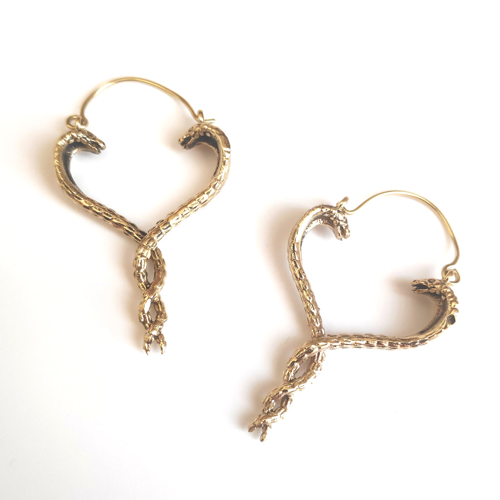 ORECCHINI ETNICI Ottone lucido Orecchini artigianali | Caduceo