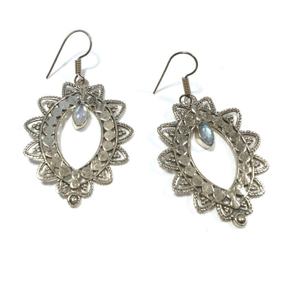 ORECCHINI ETNICI Ottone lucido ORECCHINI Labradorite | ETNICO