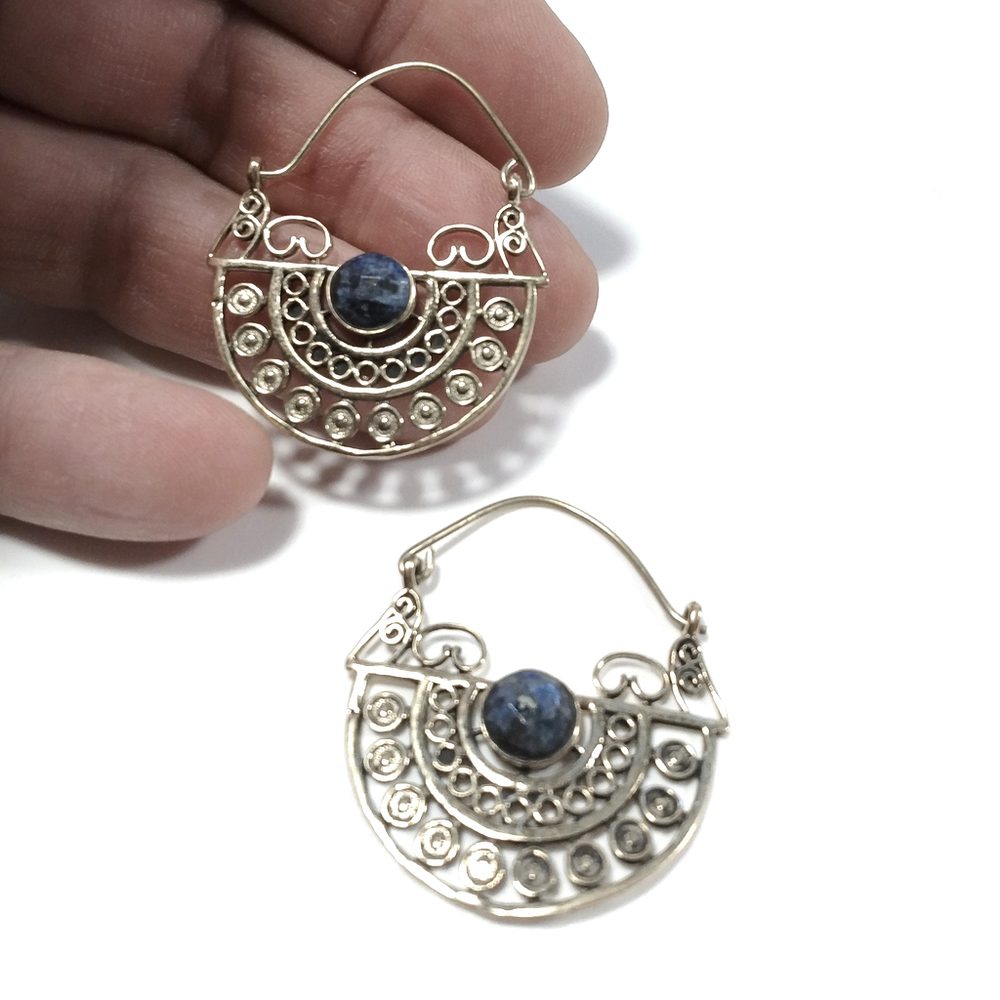 ORECCHINI Vintage in ottone - LIZA – Lapislazzuli