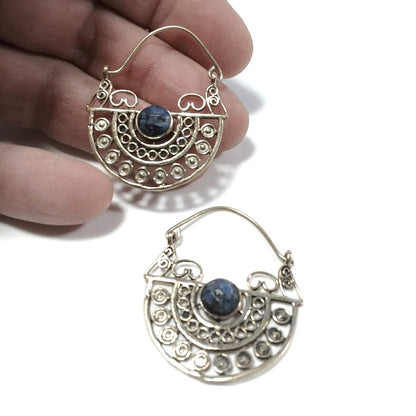 ORECCHINI Vintage in ottone - LIZA – Lapislazzuli