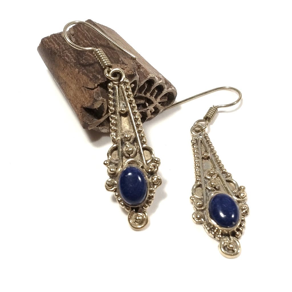 ORECCHINI ETNICI Ottone lucido ORECCHINI Lapislazzuli | ETNICO